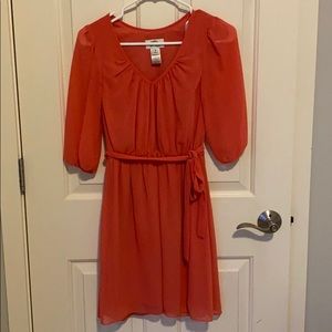 Spring dress in coral/orange color